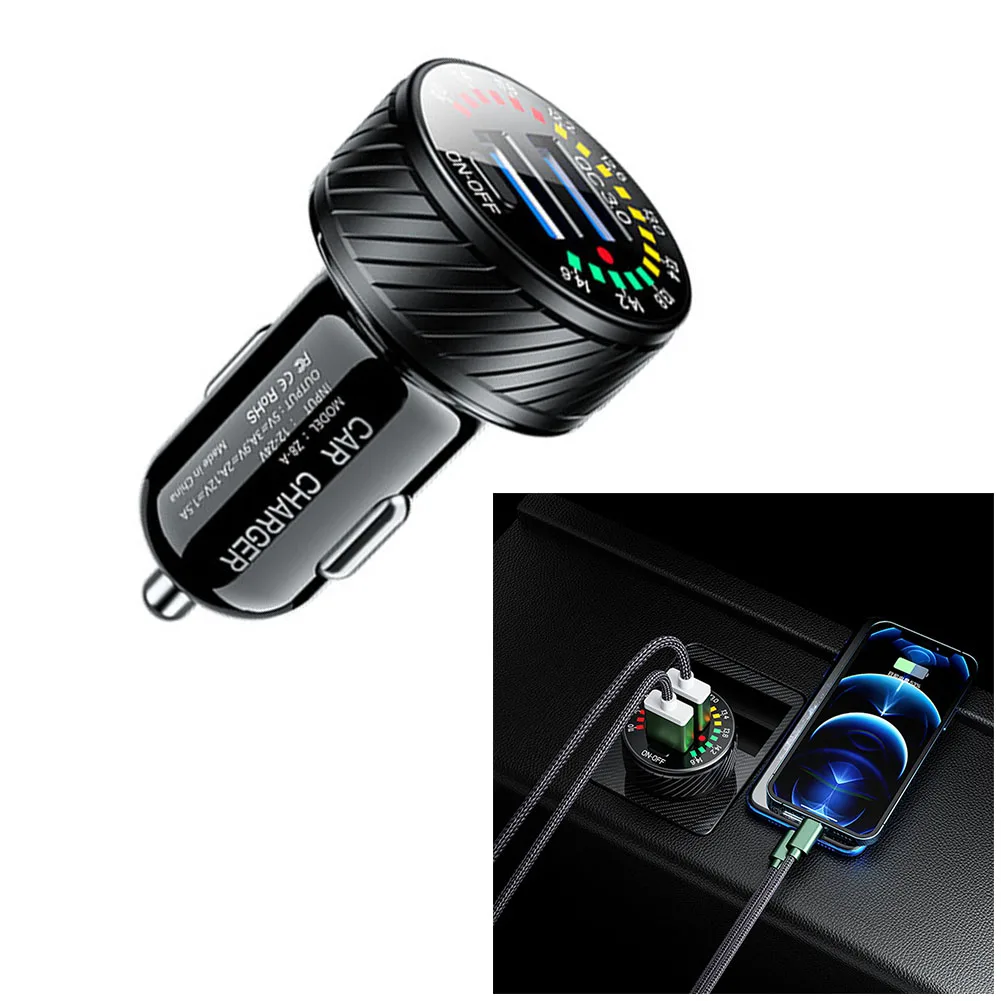 Car Charger Color Screen Voltage Display Dual USB Port Fast Charge 18W Switch Control Metal Shell Real-time Voltage Display
Car Charger Color Screen Voltage Display Dual USB Port Fast Charge 18W Switch Control Metal Shell Real-time Voltage Display