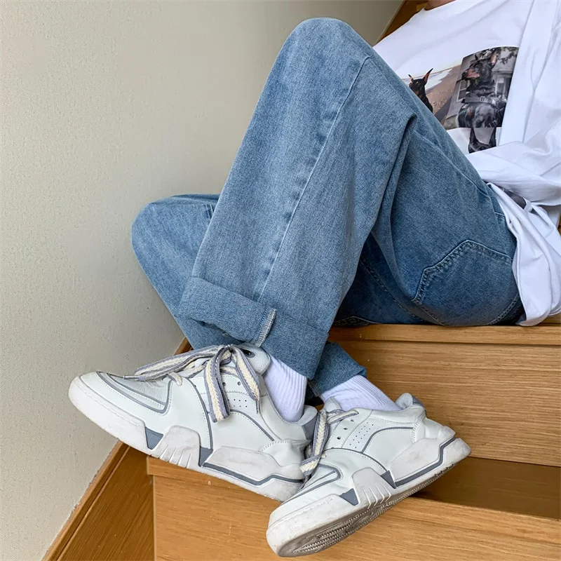 Мужские джинсы Privathinker, повседневные джинсы в Корейском стиле с широкими штанинами, модные однотонные мужские брюки в стиле хип-хоп 
Мужские джинсы Privathinker, повседневные джинсы в Корейском стиле с широкими штанинами, модные однотонные мужские брюки в стиле хип-хоп