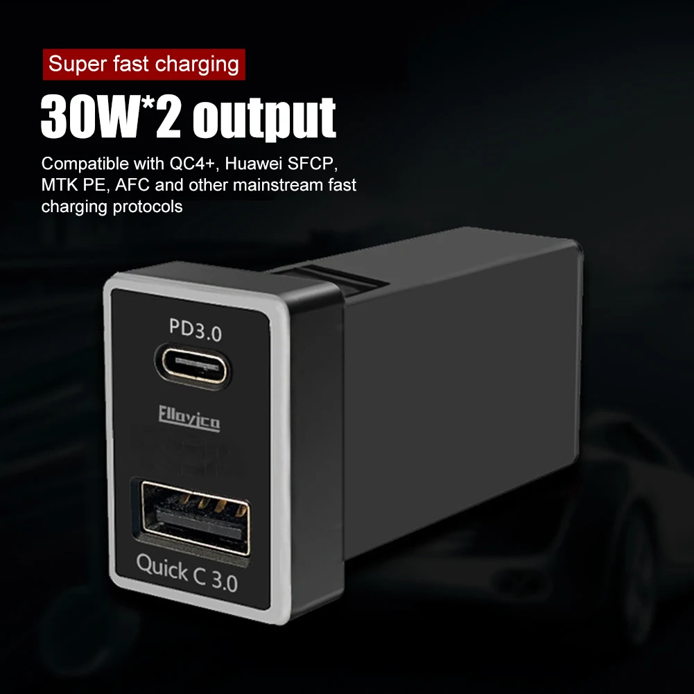 Автомобильное зарядное устройство 120 Вт Сверхбыстрая зарядка двойной USB-выход USB + Type-C автомобильный адаптер для зарядки Внешнее зарядное ус...
Автомобильное зарядное устройство 120 Вт Сверхбыстрая зарядка двойной USB-выход USB + Type-C автомобильный адаптер для зарядки Внешнее зарядное ус...
