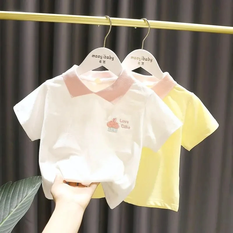 Children's T-shirt New Girls Pure Cotton Polo Shirt Short Sleeve T-shirt Kids Summer Clothing Little Girl Baby Polo Top
Children's T-shirt New Girls Pure Cotton Polo Shirt Short Sleeve T-shirt Kids Summer Clothing Little Girl Baby Polo Top