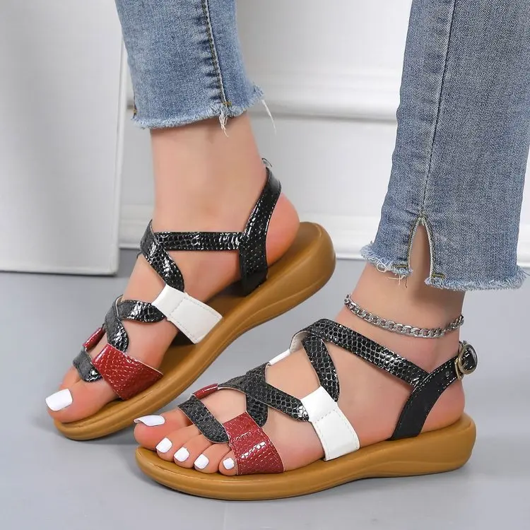 2022Women's Sandals Pu Colorblock Crossover Ladies Flat Shoes Summer Casual Ladies Shoes Plus Size 35-43 Open Toe Ladies Sandals
2022Women's Sandals Pu Colorblock Crossover Ladies Flat Shoes Summer Casual Ladies Shoes Plus Size 35-43 Open Toe Ladies Sandals