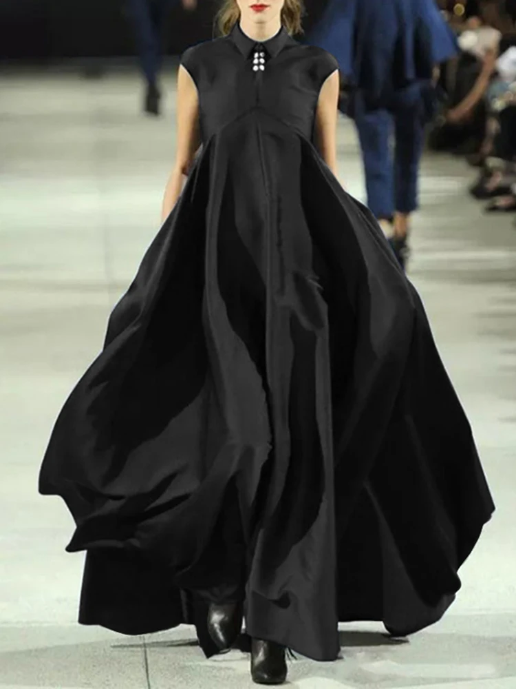 VONDA Bohemian Maxi Dress 2023 Summer Elegant Women Baggy Beach Ruffled Robe Fashion Lapel Sleeveless Solid Long Dress Femme
VONDA Bohemian Maxi Dress 2023 Summer Elegant Women Baggy Beach Ruffled Robe Fashion Lapel Sleeveless Solid Long Dress Femme