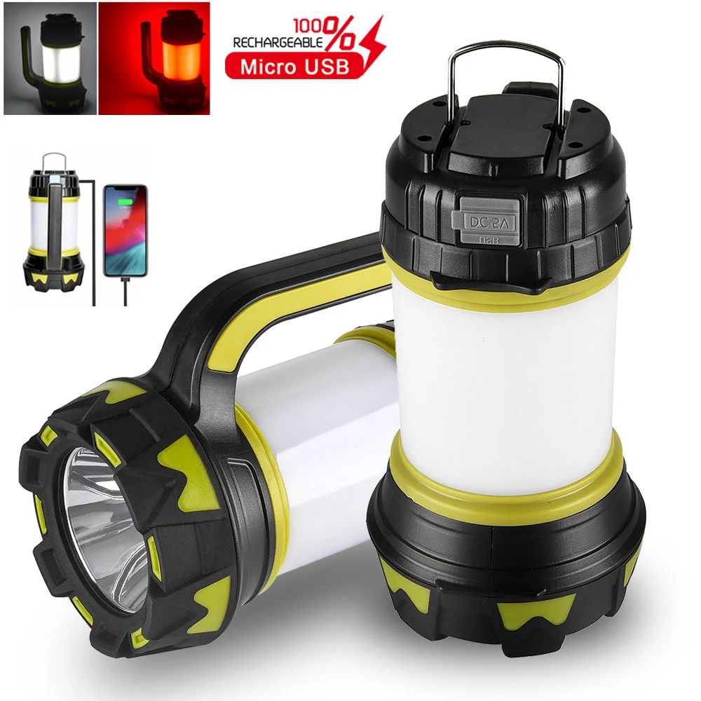 

Portable LED+COB Work Light USB Rechargeable Camping Flashlight Searchlight Power Bank Emergency Hook Floodlight Torch Spotlight