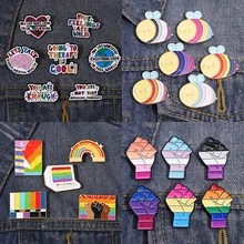 LGBT Gay Set Love Rainbow Enamel Pin Animals Heart Badge Fashion Clothing Jewelry Wholesale Metal Brooch Lapel Accessories