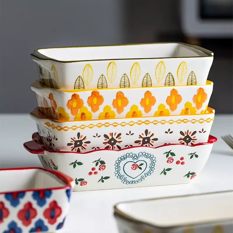 NEW Flowers Rectangular Oval Bakeware Pan With Handle Ceramic Baking Dish Roasting Lasagna Pan Kitchen Salad Cheese Baked Pan
NEW Flowers Rectangular Oval Bakeware Pan With Handle Ceramic Baking Dish Roasting Lasagna Pan Kitchen Salad Cheese Baked Pan
