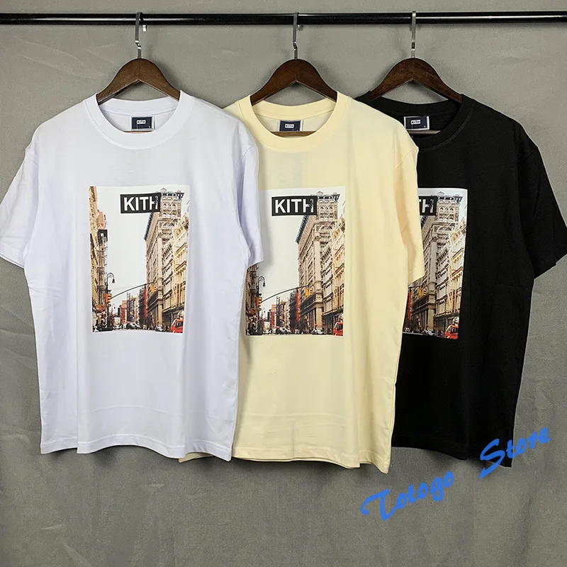 

High Quality Summer Style KITH T-Shirt Men Women 1:1 Tags New York Street View Printing Kith Vintage Tee Casual Oversized Tops