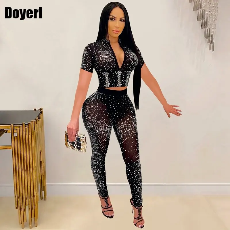 Sexy See Through Mesh Rhinestone Two Piece Set for Women Matching Sets Summer Crop Top and Pant Sets Birthday Night Club Outfits
Sexy See Through Mesh Rhinestone Two Piece Set for Women Matching Sets Summer Crop Top and Pant Sets Birthday Night Club Outfits