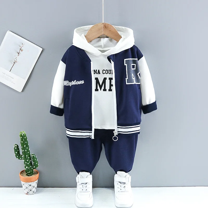 Spring Boys Baseball Uniform Cardigan Children's Clothing Set Children's Sports Hooded Sweater Casual Jacket Three-piece Set
Spring Boys Baseball Uniform Cardigan Children's Clothing Set Children's Sports Hooded Sweater Casual Jacket Three-piece Set