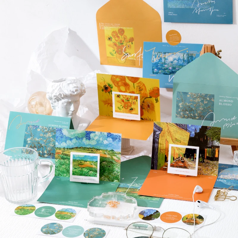 Greeting Card Envelope Set Oil Painting Series Creative Ins Bronzing Three-Dimensional Card Hand Account Stickers Stationery
Greeting Card Envelope Set Oil Painting Series Creative Ins Bronzing Three-Dimensional Card Hand Account Stickers Stationery