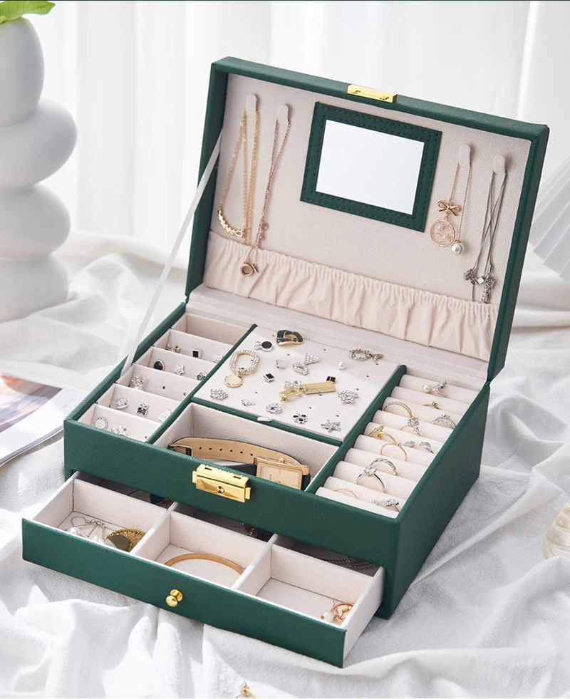 Portable Organizer Jewelry Storage Box With Lock PU Desktop Jewelry Storage Box Ring Necklace Earring Storage Box Gift For Women
Portable Organizer Jewelry Storage Box With Lock PU Desktop Jewelry Storage Box Ring Necklace Earring Storage Box Gift For Women