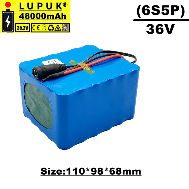 Lupuk-18650 lithium ion battery pack, 6s5p 24v/29.4v 48Ah 350W, built-in BMS, used for lithium ion electric bicycles, motors,etc
Lupuk-18650 lithium ion battery pack, 6s5p 24v/29.4v 48Ah 350W, built-in BMS, used for lithium ion electric bicycles, motors,etc