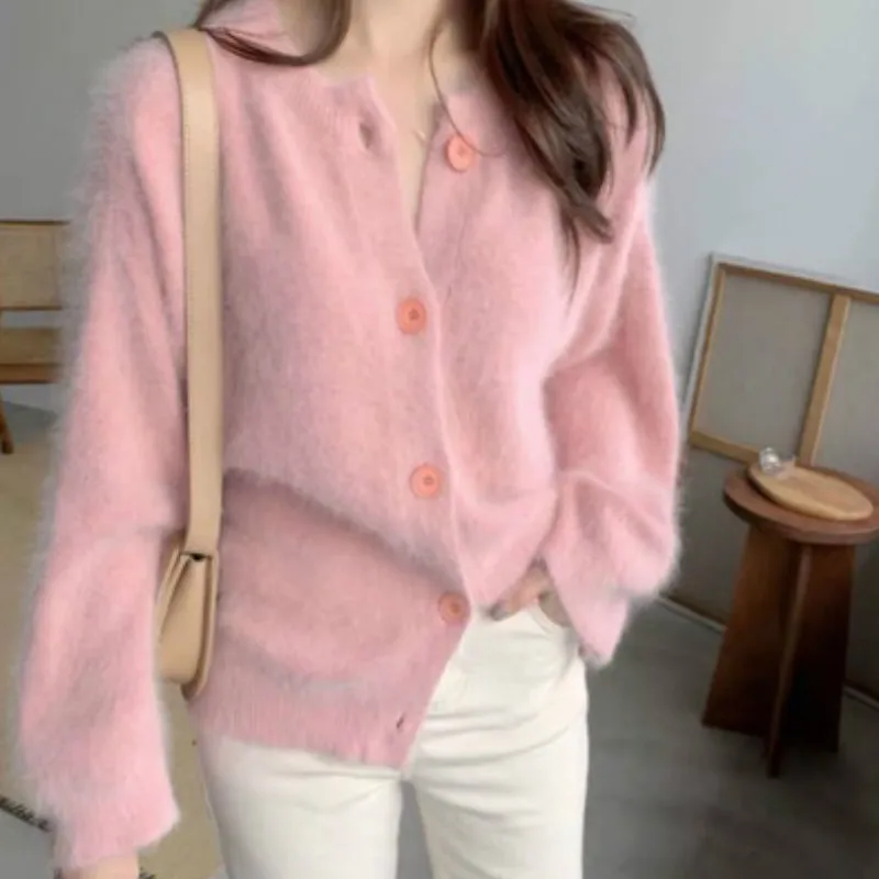 New 2022 Autumn Winter Women's Sweaters Knitted Buttons Cardigans Loose Oversize Korean Elegant Mohair Tops Pink White Ladies
New 2022 Autumn Winter Women's Sweaters Knitted Buttons Cardigans Loose Oversize Korean Elegant Mohair Tops Pink White Ladies