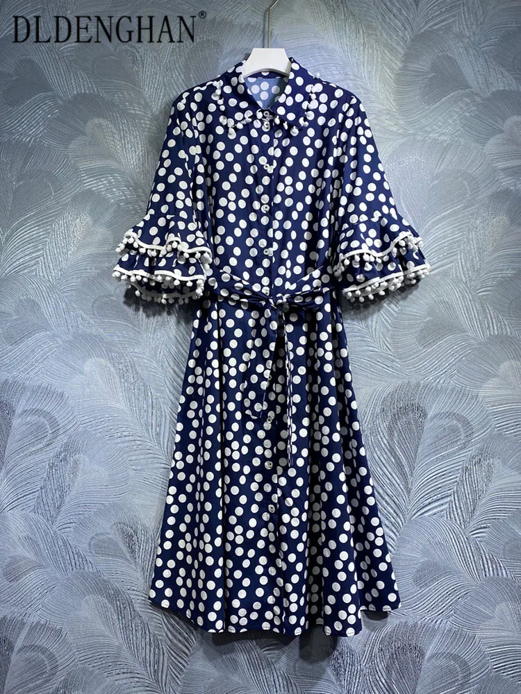 Платье DLDENGHAN женское хлопковое, винтажное модельное платье с отложным воротником, расширяющимся книзу рукавом, поясом и принтом в горошек, весна-лето
Платье DLDENGHAN женское хлопковое, винтажное модельное платье с отложным воротником, расширяющимся книзу рукавом, поясом и принтом в горошек, весна-лето
