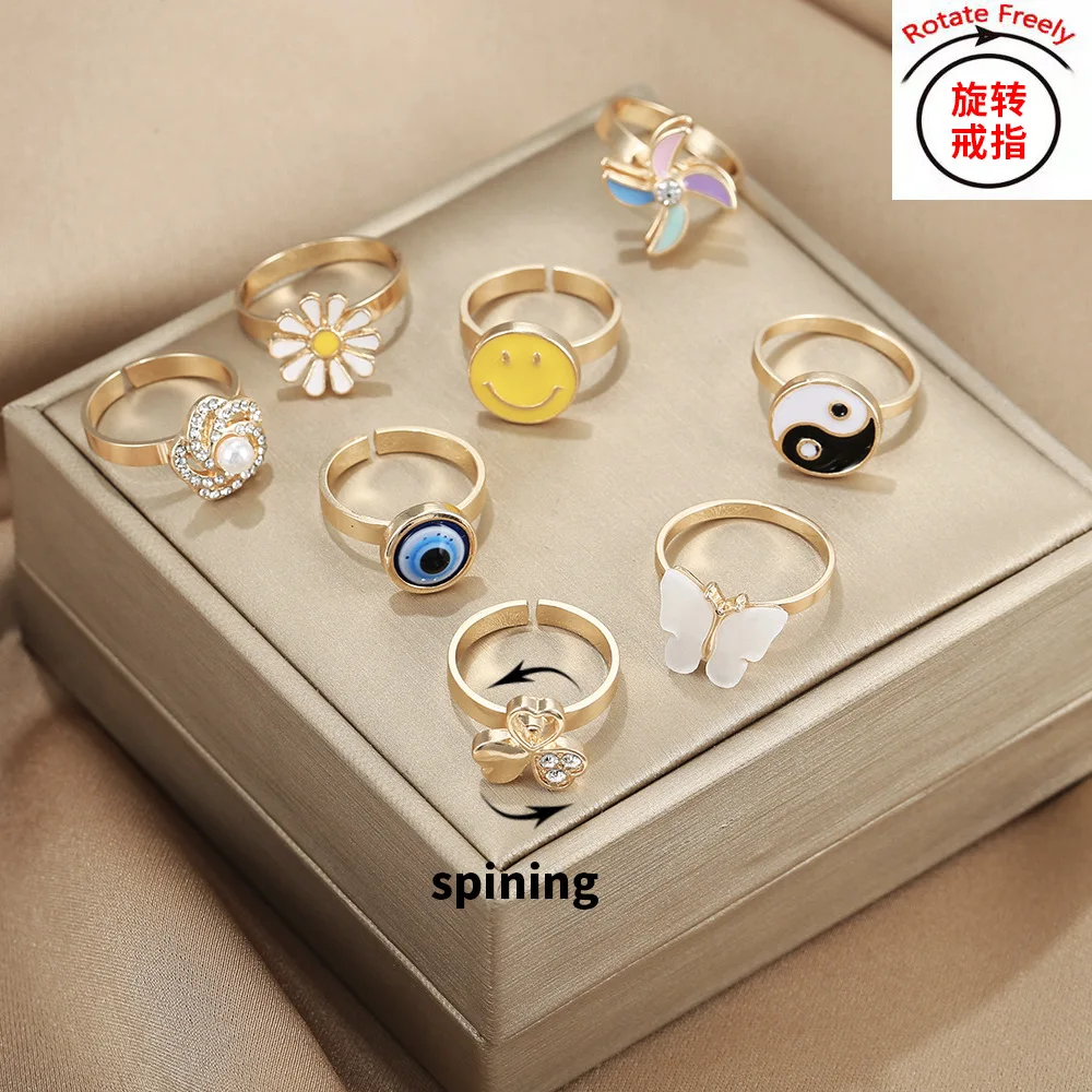 Spinner Rings Rotate Fidget Adjustable Open Finger Ring Rotatable Butterfly Daisy Anxiety Anti Stress Rings for Women Party Gift
Spinner Rings Rotate Fidget Adjustable Open Finger Ring Rotatable Butterfly Daisy Anxiety Anti Stress Rings for Women Party Gift