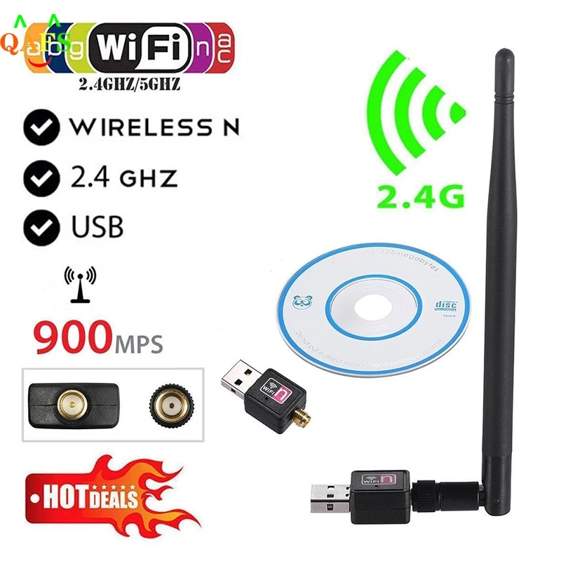 2.4GHz USB Wireless Wifi Adapter 900Mbps 802.11b/n/g USB Ethernet Adapter Wi-fi Receiver Wireless Network Card
2.4GHz USB Wireless Wifi Adapter 900Mbps 802.11b/n/g USB Ethernet Adapter Wi-fi Receiver Wireless Network Card