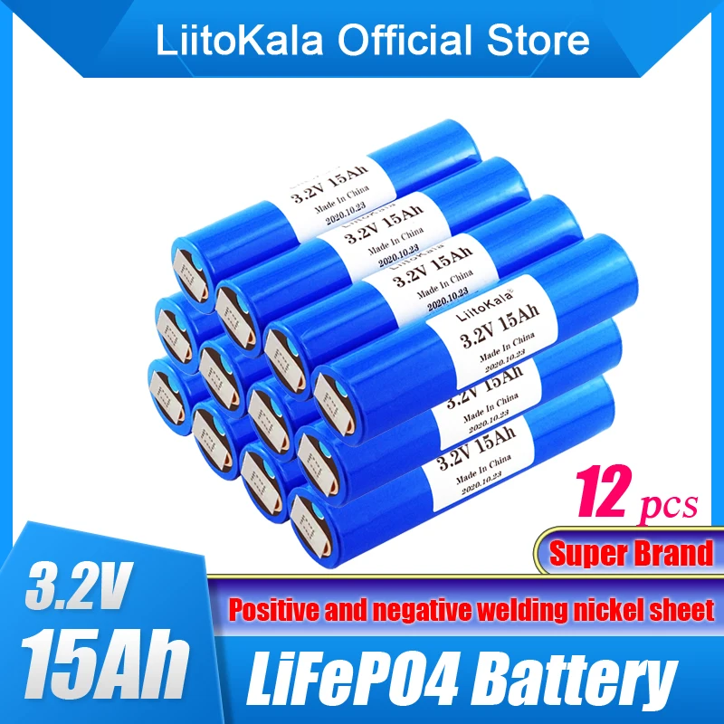 12pcs LiitoKala 33140 3.2v 15Ah lifepo4 3.2V Cells for diy 12v 24V 36V 48V 20AH 30AH ebike e-scooter power tools Battery pack
12pcs LiitoKala 33140 3.2v 15Ah lifepo4 3.2V Cells for diy 12v 24V 36V 48V 20AH 30AH ebike e-scooter power tools Battery pack