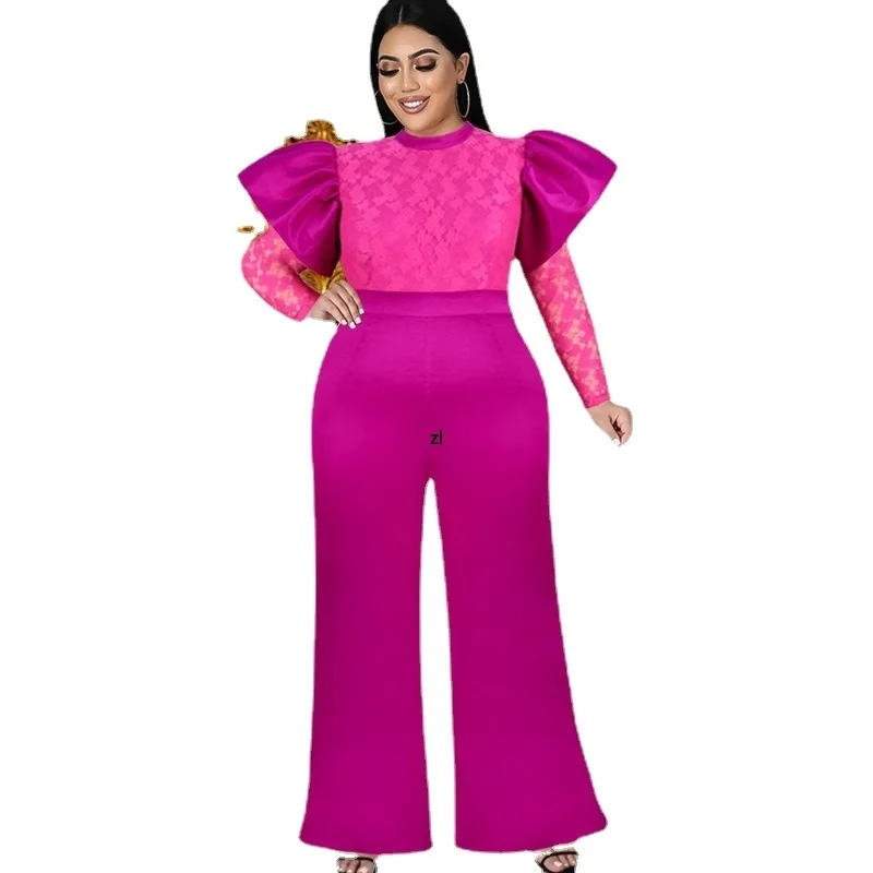 African Women High Neck Jumpsuit Flying Shoulder Long Sleeve High Waist Lace Stitching One Piece Outfits Rompers Birthday Party
African Women High Neck Jumpsuit Flying Shoulder Long Sleeve High Waist Lace Stitching One Piece Outfits Rompers Birthday Party