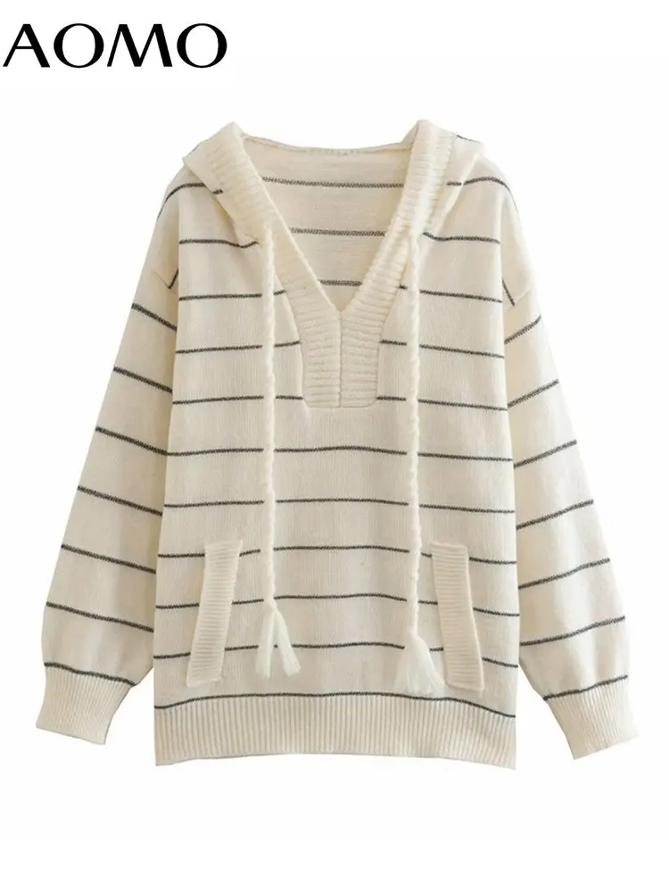 AOMO 2022 Winter Chic Women Striped Oversized Hood Sweater Long Sleeve Ladies Knitted Jumper 1F213A
AOMO 2022 Winter Chic Women Striped Oversized Hood Sweater Long Sleeve Ladies Knitted Jumper 1F213A