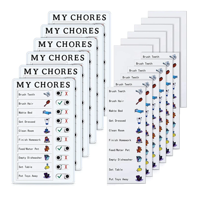 6-Pack Kids Checklist Board Plastic Kids Chore Sheet Kids Daily Checklist Detachable Message Board With 12 Card Stocks 
6-Pack Kids Checklist Board Plastic Kids Chore Sheet Kids Daily Checklist Detachable Message Board With 12 Card Stocks