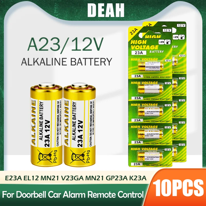 

10PCS 12V Alkaline Battery A23 23A 23GA A23S E23A EL12 MN21 MS21 V23GA L1028 GP23A LRV08 For Remote Control Doorbell Dry Cell