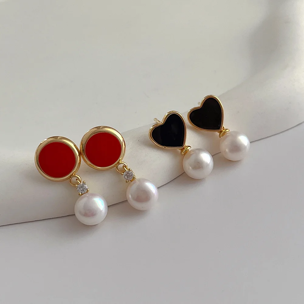Minar 2022 Trendy Red Black Color Enamel Round Heart Dangle Earrings for Women Freshwater Pearl Pendant Earring Casual Jewelry
Minar 2022 Trendy Red Black Color Enamel Round Heart Dangle Earrings for Women Freshwater Pearl Pendant Earring Casual Jewelry