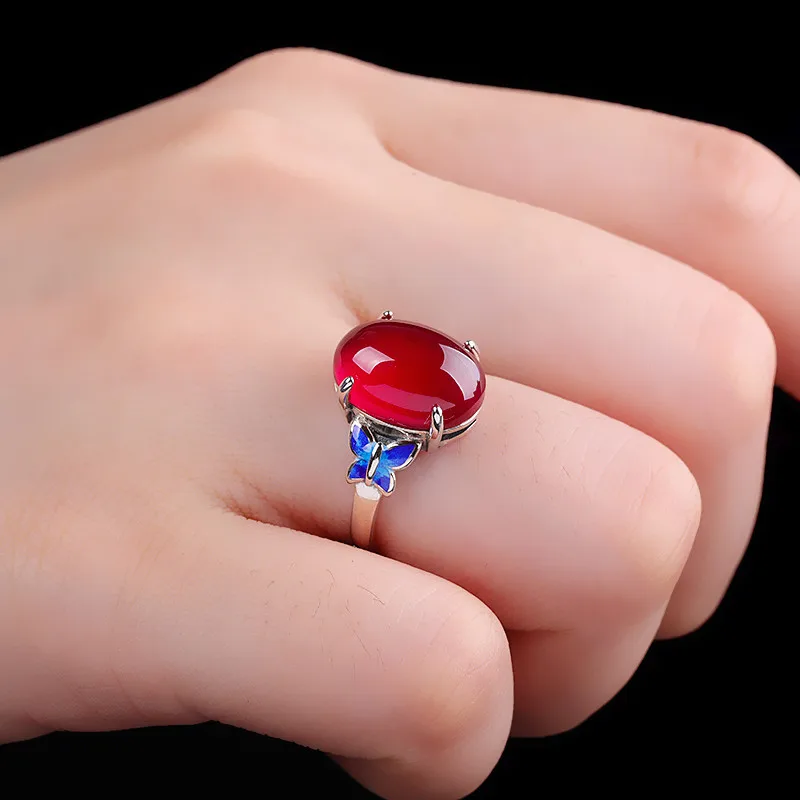 Red Engagement Enamel Blue Butterfly Ring For Women 925 Open Vintage Classy Real Red Corundam Healing Stone Ring Fine Jewelry
Red Engagement Enamel Blue Butterfly Ring For Women 925 Open Vintage Classy Real Red Corundam Healing Stone Ring Fine Jewelry