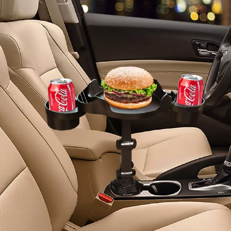 

Универсальный портативный автомобильный держатель для стаканов, прикрепляемый поднос для еды, расширенный стол, вращающийся на 360 градусов Регулируемый автомобильный поднос для еды, подстаканник