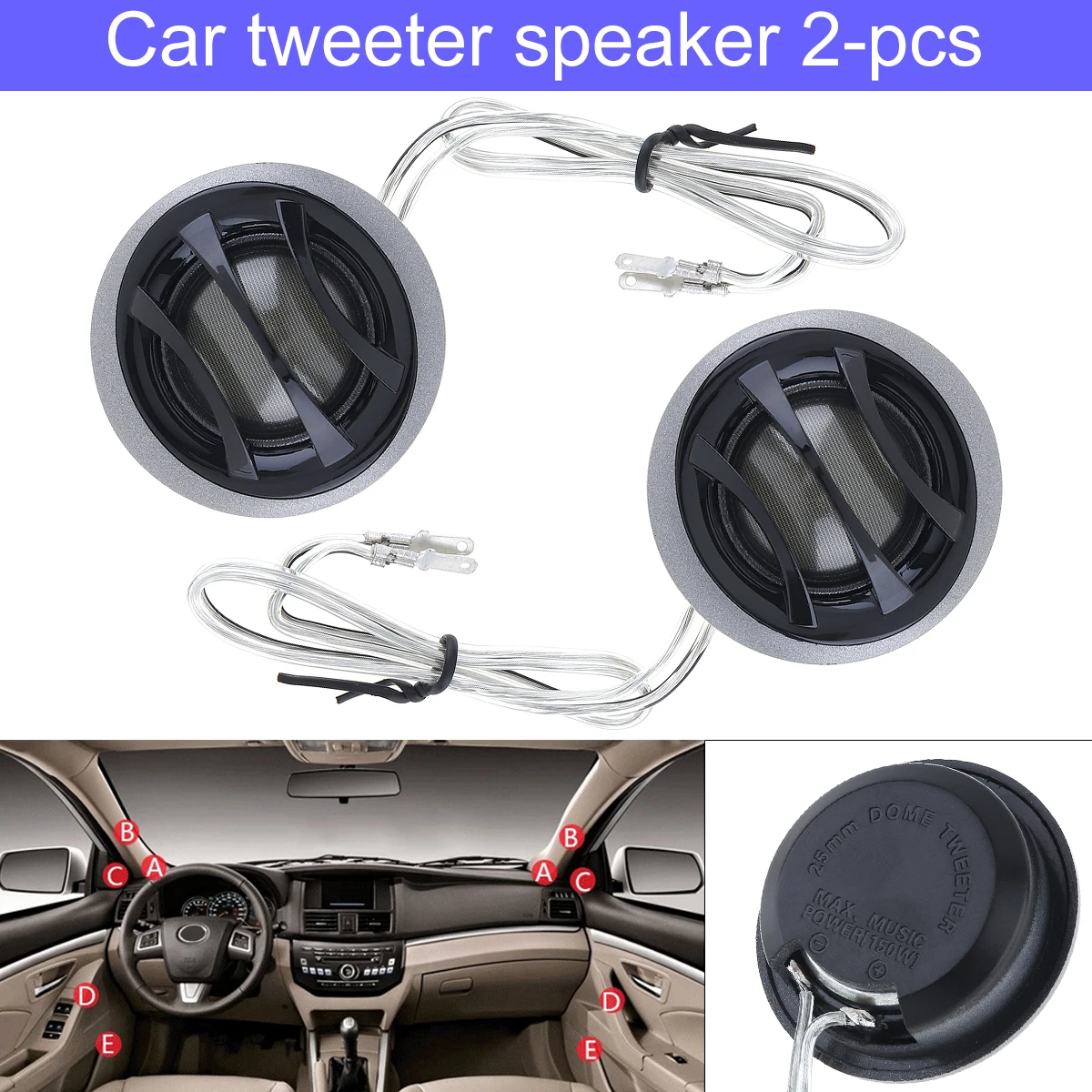 

2pcs 1.5 Inch 150W Car Speaker A160 High Efficiency Mini Dome Tweeter Speakers Music Loundspeaker for Car Auto Audio Systems