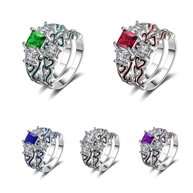 Vintage 5 Colors Square Zircon Ename Pattern Heart Women's Ring For Weeding Party Accessories Ring Jewelry Size 5-12
Vintage 5 Colors Square Zircon Ename Pattern Heart Women's Ring For Weeding Party Accessories Ring Jewelry Size 5-12