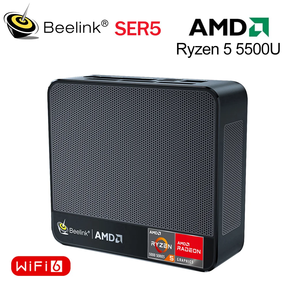 Beelink SER5 5500U Mini PC Windows 11 Pro AMD Ryzen 5 5500U DDR4 16GB SSD 500GB Support WiFi6 BT5.2 4K 60Hz Dual HD 1000M 
Beelink SER5 5500U Mini PC Windows 11 Pro AMD Ryzen 5 5500U DDR4 16GB SSD 500GB Support WiFi6 BT5.2 4K 60Hz Dual HD 1000M