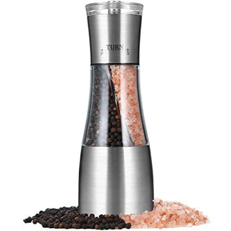 2 IN 1 Stainless Steel Mills Manual Salt Pepper Mill Seasoning Kitchen Tools Pepper Grinder Grinding For Cooking Restaurants
2 IN 1 Stainless Steel Mills Manual Salt Pepper Mill Seasoning Kitchen Tools Pepper Grinder Grinding For Cooking Restaurants