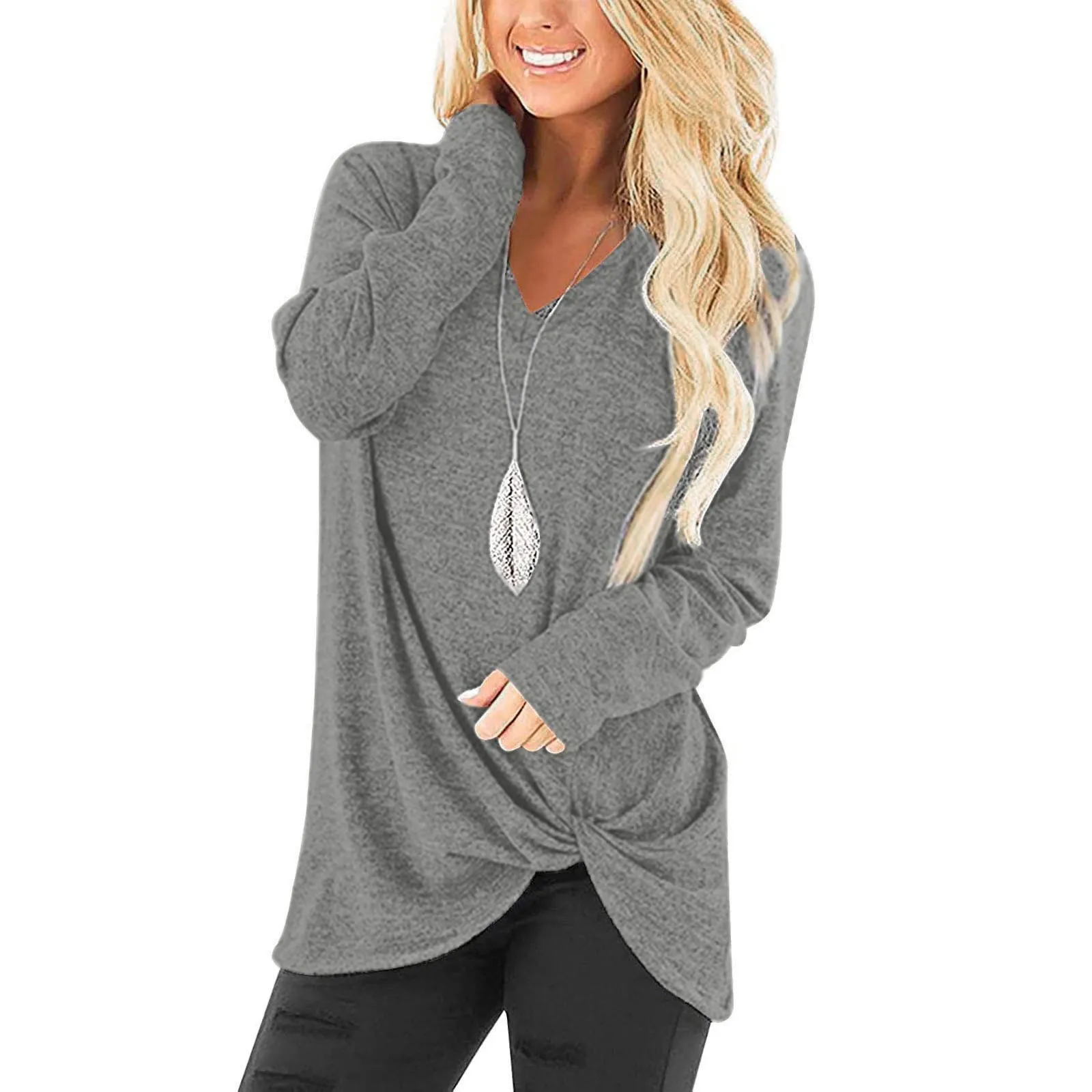 Women's Solid Color Stitching Knotted Not Off-Shoulder V Neck Long Sleeve Blouse Comfort Tops Women Tunic Ladies Top
Women's Solid Color Stitching Knotted Not Off-Shoulder V Neck Long Sleeve Blouse Comfort Tops Women Tunic Ladies Top