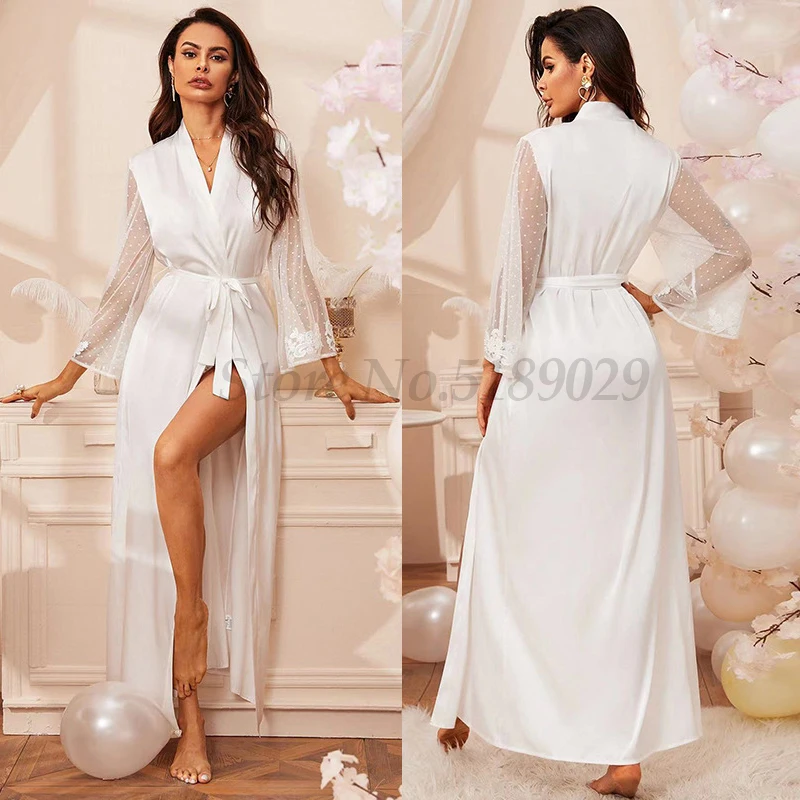 Bride Bridesmaid Long Robe Sexy Sleepwear Nightgown Casual Home Dressing Gown Intimate Lingerie Satin Lace Patchwork Bathrobe
Bride Bridesmaid Long Robe Sexy Sleepwear Nightgown Casual Home Dressing Gown Intimate Lingerie Satin Lace Patchwork Bathrobe