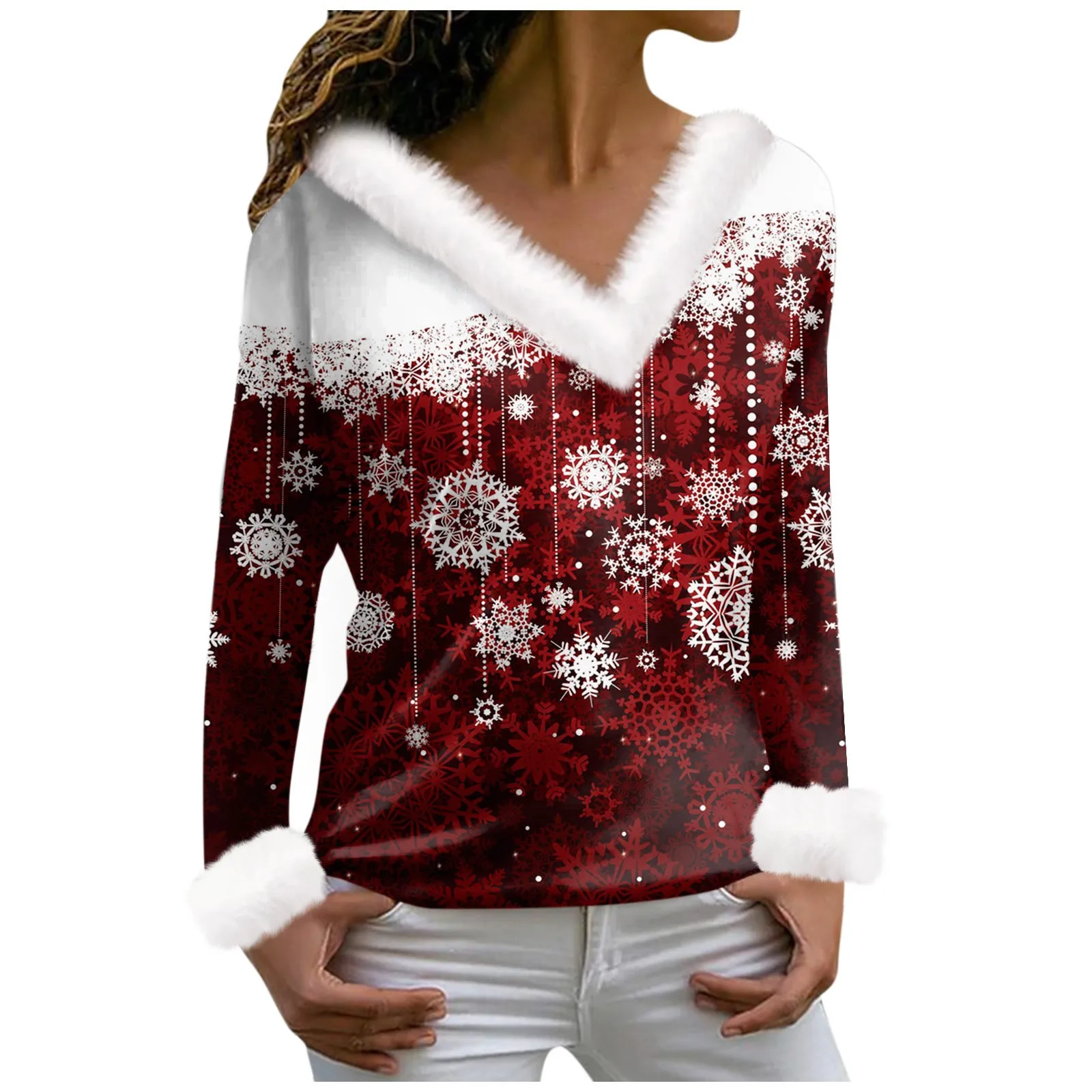 Women'S Collar Christmas Exquisite Printing V Neck Long Sleeved Top T Shirt 3 Woman Clothing Sudaderas De Mujeres Pull Femme
Women'S Collar Christmas Exquisite Printing V Neck Long Sleeved Top T Shirt 3 Woman Clothing Sudaderas De Mujeres Pull Femme