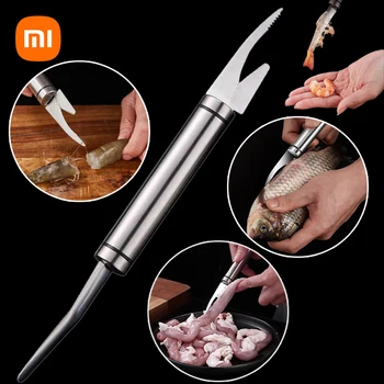 Multifunctional Shrimp Peeler Stainless Steel 6 In 1 Fish Knife Shrimp Line Cutting /Scraping /Digging Knife Kitchen Tool