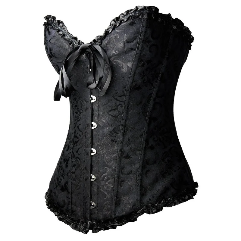 Women Sexy Gothic Bustier Corset Lace Up Boned Overbust Waist Trainer Floral Embroidery Ruffles Lingerie Top
Women Sexy Gothic Bustier Corset Lace Up Boned Overbust Waist Trainer Floral Embroidery Ruffles Lingerie Top