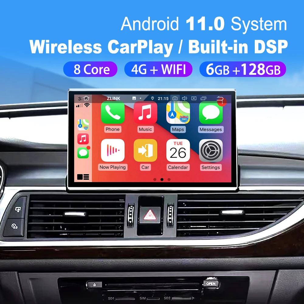 

Автомобильный мультимедийный проигрыватель с GPS-навигацией, для Audi A6 C7 A7 Android Screen Drop Screen Android 11 6 + 128, Qualcomm Snapdragon