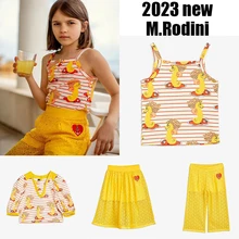 2023 New Kids Boys Sweatshirts Mini Rodini Boy Girl Hippocampus Shirt Vest Girl Long Sleeve Clothes Yellow Pants Suit
