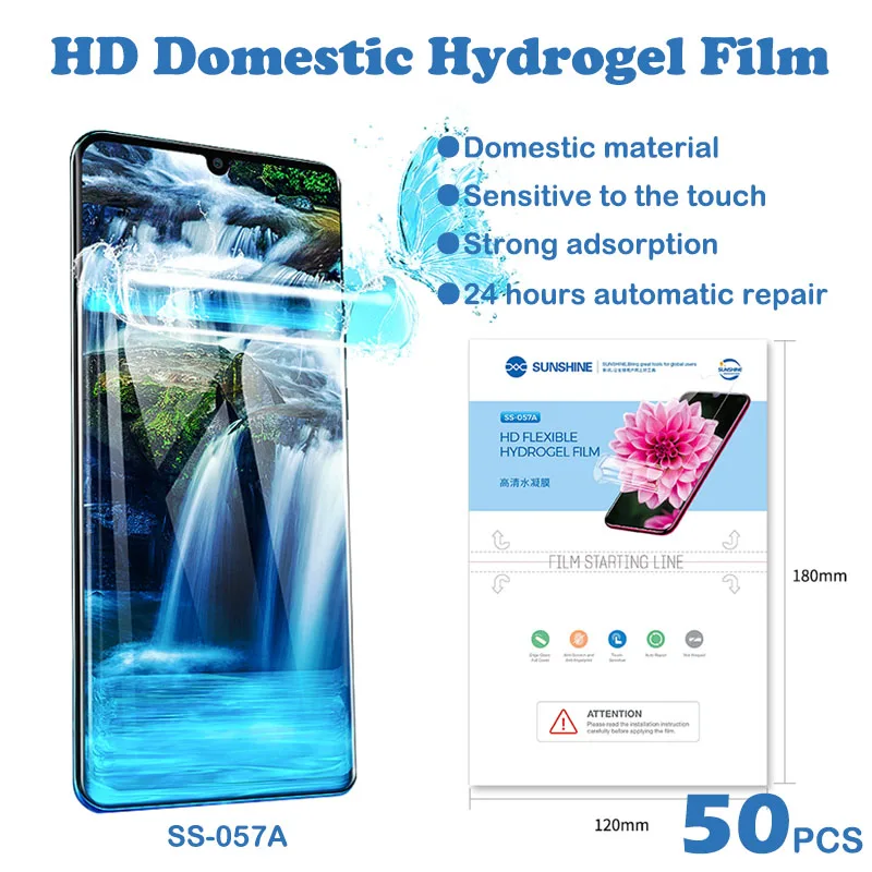 50Pcs TPU Flexible Hydrogel HD Film Screen Protector Sunshine SS-057H For iPhone Samsung Android Phone Cutting Machine Plotter
50Pcs TPU Flexible Hydrogel HD Film Screen Protector Sunshine SS-057H For iPhone Samsung Android Phone Cutting Machine Plotter