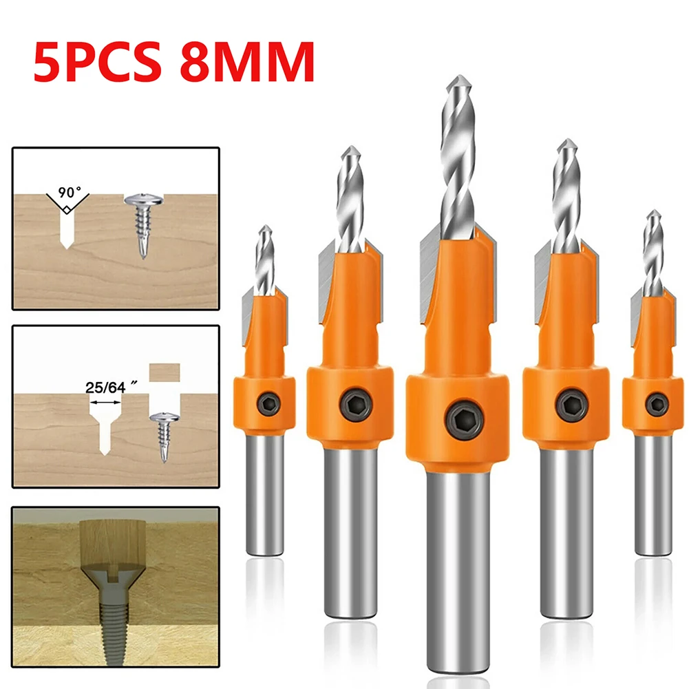 5pcs 8mm Shank Hex Shank Countersink Router Bit Drill Bit Woodworking Screw Wood Hole Drill Bit For Wood Milling Cutter Drilling
5pcs 8mm Shank Hex Shank Countersink Router Bit Drill Bit Woodworking Screw Wood Hole Drill Bit For Wood Milling Cutter Drilling