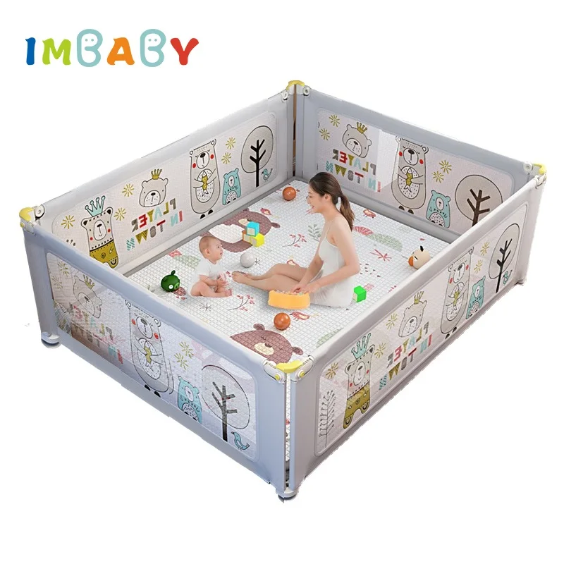 

IMBABY Baby Playpens Liftable Baby Fence Anti-Collision Cartoon Playpen for Children Fence for Games Ball Pool Baby Playground