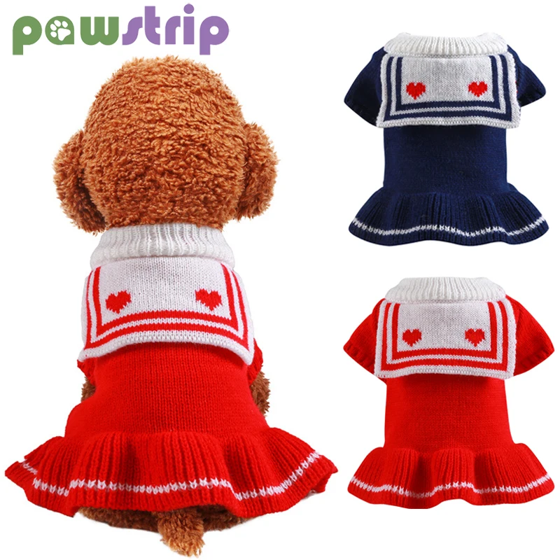 Fashion Pet Sweater Skirt Winter Warm Heart Print Dog Clothes for Small Dogs Cats Costume Soft Puppy Navy Dress Pet Clothing 
Fashion Pet Sweater Skirt Winter Warm Heart Print Dog Clothes for Small Dogs Cats Costume Soft Puppy Navy Dress Pet Clothing