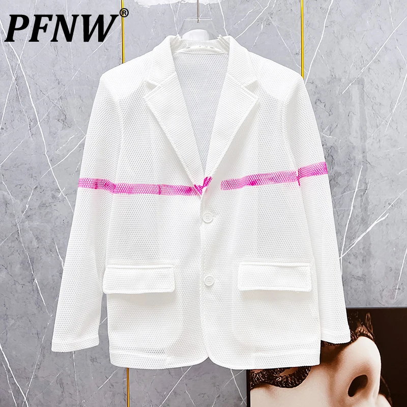 PFNW Summer New Men's Thin Loose Patchwork Suit Coat Hollow Out Niche Korean Fashion Casual Gauze Sunscreen Trend Coats 28A3171
PFNW Summer New Men's Thin Loose Patchwork Suit Coat Hollow Out Niche Korean Fashion Casual Gauze Sunscreen Trend Coats 28A3171