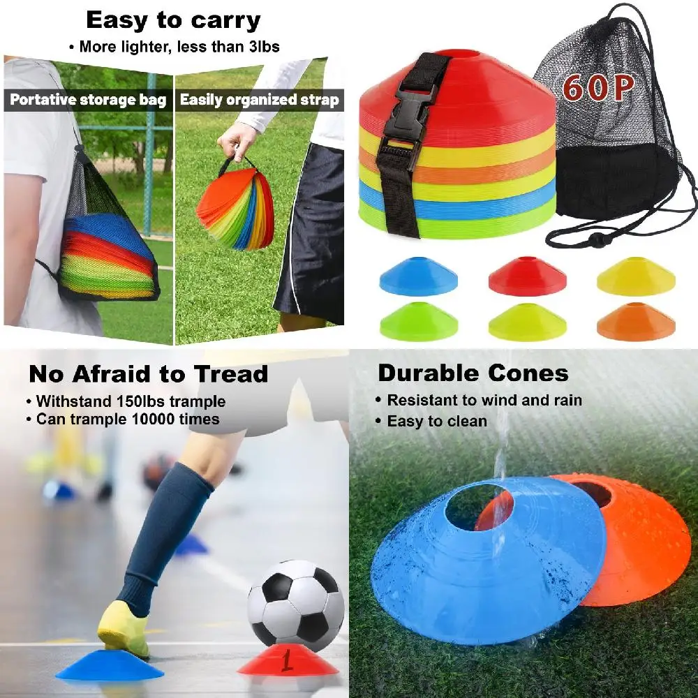 "New Durable Agility Soccer Disc Cones with Strap Carry Bag - Perfect for Football, Basketball Training & Field Marker Challenge
"New Durable Agility Soccer Disc Cones with Strap Carry Bag - Perfect for Football, Basketball Training & Field Marker Challenge