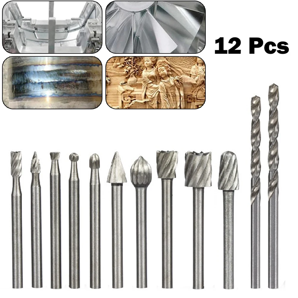 12pcs Outing Router Drill Bits Carbide Rotary Burrs Drill Bits Wood Metal Root Carving Milling Cutter Deburring Grinding Polish
12pcs Outing Router Drill Bits Carbide Rotary Burrs Drill Bits Wood Metal Root Carving Milling Cutter Deburring Grinding Polish