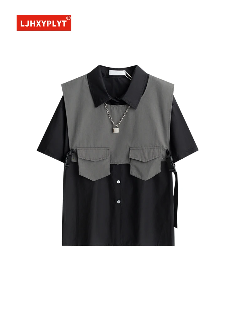 Grey Short Sleeve Shirt + Vest Workwear Women's Summer New Functional Wind Neutral Couple Wear Two-piece Set
Grey Short Sleeve Shirt + Vest Workwear Women's Summer New Functional Wind Neutral Couple Wear Two-piece Set