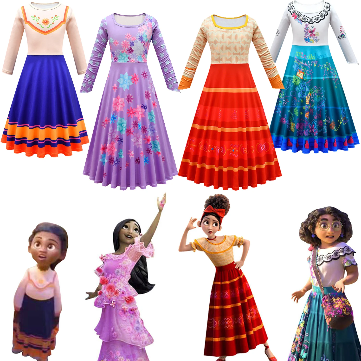 

Cartoon Movie Girls Encanto Luisa lsabela Madrigal Cosplay Costumes Princess Dress Children Birthday Carnival Party Kids Clothes