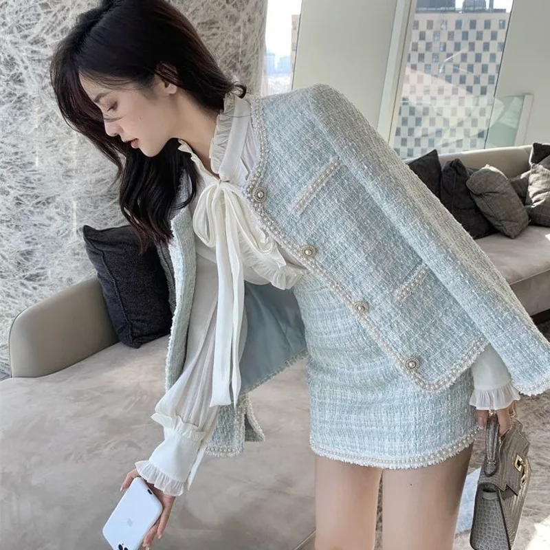Fashion Skirt Suit Pearls New Single Breasted Thin Temperament Coat High Waist Versatile Cute Outfits Matching Sets For Women
Fashion Skirt Suit Pearls New Single Breasted Thin Temperament Coat High Waist Versatile Cute Outfits Matching Sets For Women
