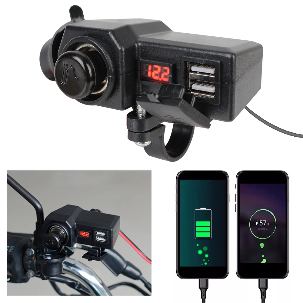 3.4 A Quick Charge 3.0 ON/OFF Switch Motorcycle Charger Digital Voltage Meter Dual USB Socket with Cigarette Lighter 10-24V
3.4 A Quick Charge 3.0 ON/OFF Switch Motorcycle Charger Digital Voltage Meter Dual USB Socket with Cigarette Lighter 10-24V