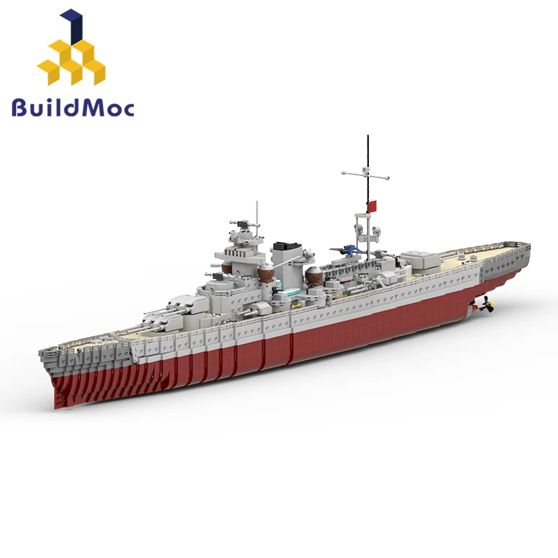 

BuildMoc Battleship War Germany World War II Bismarck Warship Boat KMS Gneisenau Building Blocks Set Ship Bricks Toys Kids Gifts